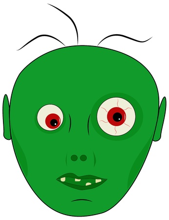 Cartoon head of a green zombie, illustrationのイラスト素材