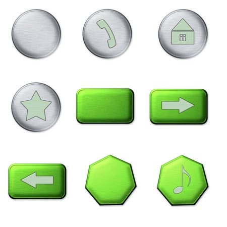 set of metal buttons for an interface