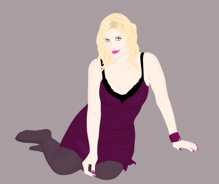 Sexy girl in a short dress sittingのイラスト素材