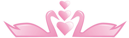 Symbol of love, two swans with heartsのイラスト素材
