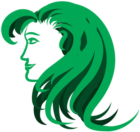 Portrait of a woman in profile, greenのイラスト素材