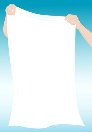 drawn hands holding white material with copy spaceのイラスト素材