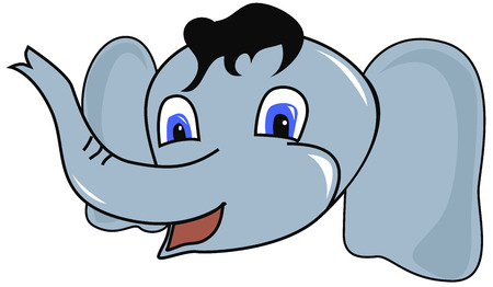 Muzzle cheerful elephant on a white background, simple vector illustration
