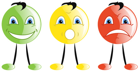 Three cartoon colorful creatures with different emotionsのイラスト素材
