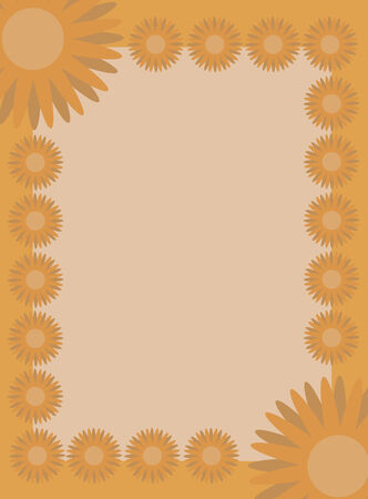 Simple orange background with frame of flowerのイラスト素材