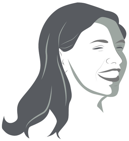 Portrait of cheerful young girl in gray tonesのイラスト素材