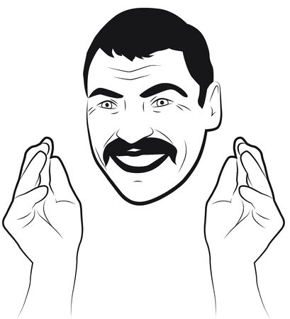 Silhouette face of a happy manのイラスト素材