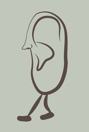 a giant ear with nose and feetのイラスト素材