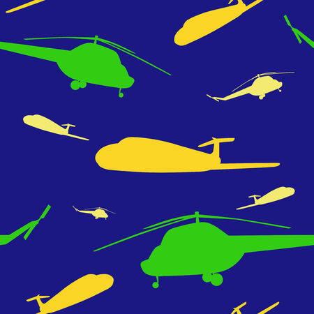 Kids seamless pattern with helicopters and planes, vector illustrationのイラスト素材