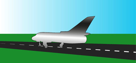 plane on the runway, the simple vector illustrationのイラスト素材