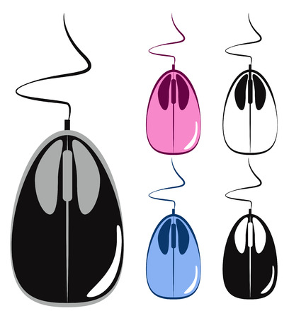 A set of computer mice of different colors, vector illustrationのイラスト素材