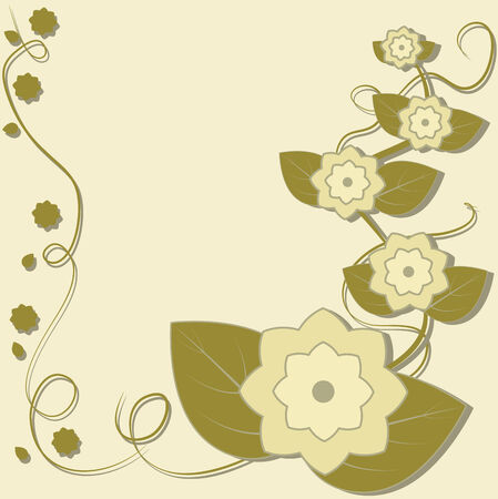 Abstract flowers with curls on a light yellow background with space for text, vector illustrationのイラスト素材