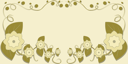 Abstract flowers with curls on a light yellow background with space for text, vector illustrationのイラスト素材
