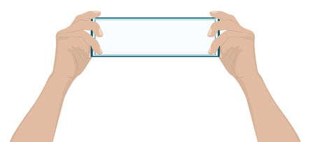 male hand holding a blank card, vector illustrationのイラスト素材