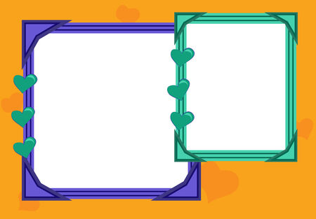 Bright frame with two cutouts, with hearts, vector illustrationのイラスト素材