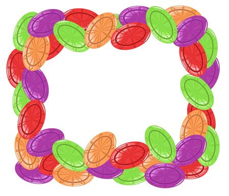 Frame of colorful fruit candies, vector illustrationのイラスト素材