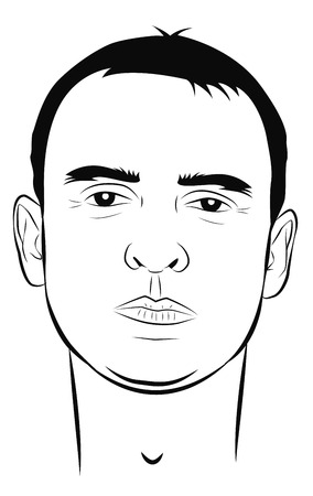 Sketch portrait of a young man with a serious look. Vector illustrationのイラスト素材