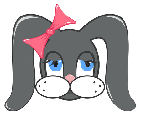 Cartoon rabbit - a girl with a bow on the ear. Vector illustrationのイラスト素材
