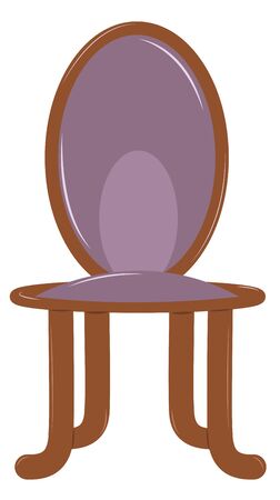 Wooden chair with soft back and seat. Purple upholstery. Vector illustrationのイラスト素材