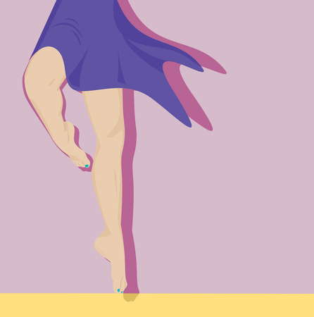 Beautiful female legs. Ballerina jumping. Vector illustrationのイラスト素材