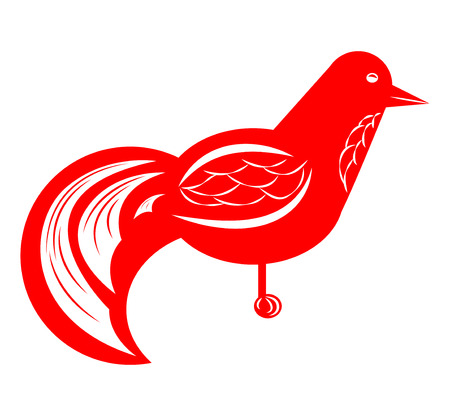 Red abstract bird with patterns. Vector illustrationのイラスト素材