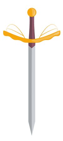 The sharp sword of the knight with a golden hilt. illustrationのイラスト素材