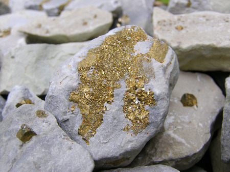 Stones with inclusions of pyrite. Fool's Goldの写真素材