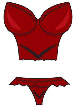 Sexy red lingerie. Bustiers and panties. Vector illustrationのイラスト素材