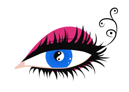 Beautiful female eye with makeup. Pupil in the form of yin and yang. Vector illustrationのイラスト素材