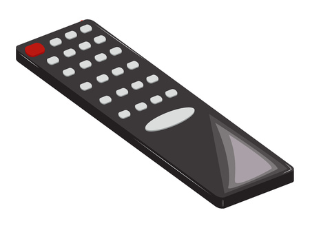 Remote control, black with a red power button. Vector illustrationのイラスト素材