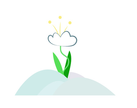 Abstract flower growing from under the snow. Vector illustrationのイラスト素材