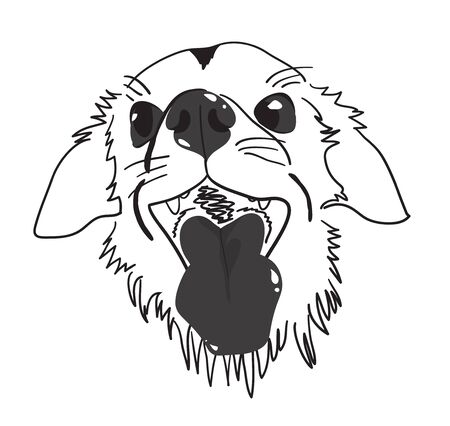 Portrait of a dog with an open mouth and tongue sticking out. Vector illustrationのイラスト素材