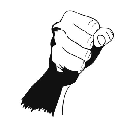 Body part, male hand clenched into a fist. Vector illustrationのイラスト素材