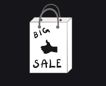 Shopping bag with thumb up and words big sale. Vector illustrationのイラスト素材