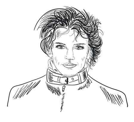Sketch portrait of an attractive woman. vector illustrationのイラスト素材