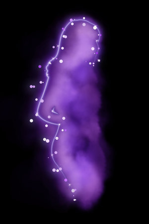 Silhouette of woman like a galaxy, illustrationの写真素材