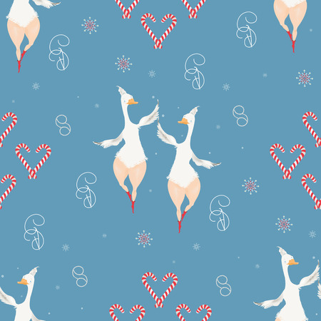 Vector winter christmas gooses patternのイラスト素材
