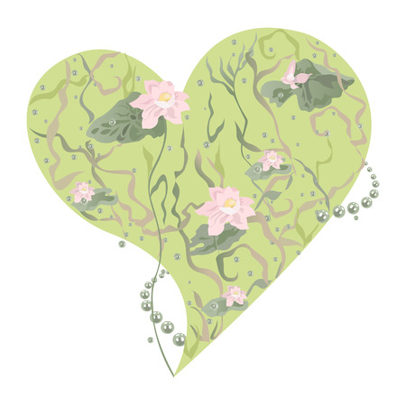 Vector floral heart with lily for wedding or valentine and mother dayのイラスト素材