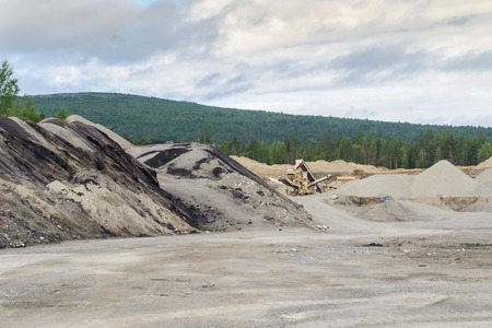 Mining of bitumen in the quarry, northern Norway. Used for the production of asphalt, paints, roofing materialsの写真素材