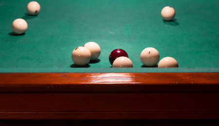 White balls on a billiard table. Russian billiards