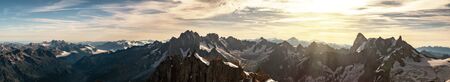 Panorama of highest peaks of Mont Blanc massif, mountain range in the Alps, France