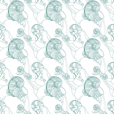 Seashells seamless patternのイラスト素材
