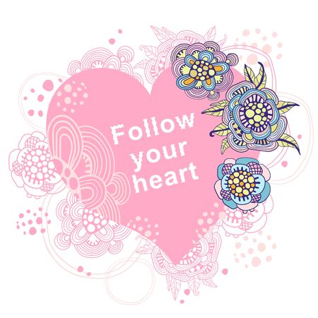 ?ard template with decorative flowers and heartのイラスト素材