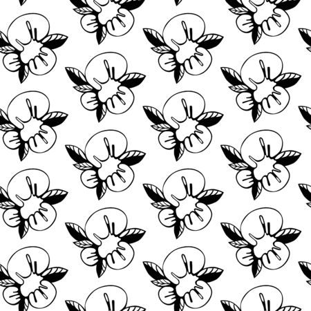 Seamless puttern with an abstract element. Monochrome vector pattern, black on white backgroundのイラスト素材