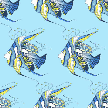 Seamless pattern of decorative fishのイラスト素材