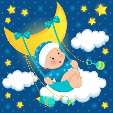 baby on the moon vectorのイラスト素材