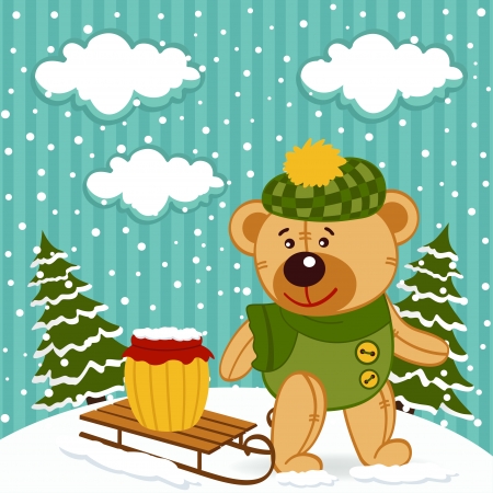 teddy bear winter - vector illustrationのイラスト素材