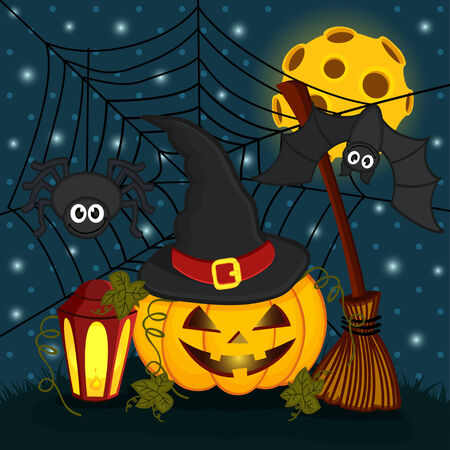 pumpkin in  eve halloween night のイラスト素材