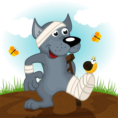 wolf on crutchesのイラスト素材
