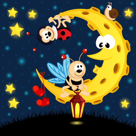 insects on the moon のイラスト素材